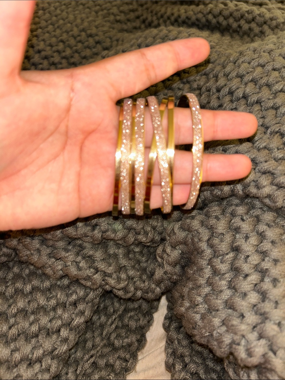 Amazon Rose Gold and Gold Crystal Bangle Bracelet Set - Women Jewelry